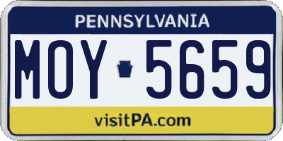 PA license plate MOY5659