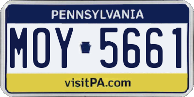 PA license plate MOY5661