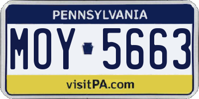 PA license plate MOY5663