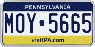 PA license plate MOY5665