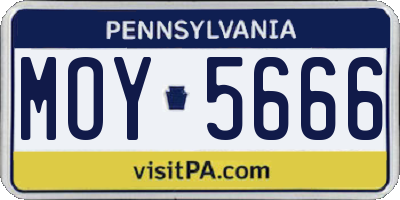 PA license plate MOY5666