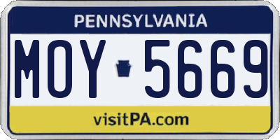 PA license plate MOY5669