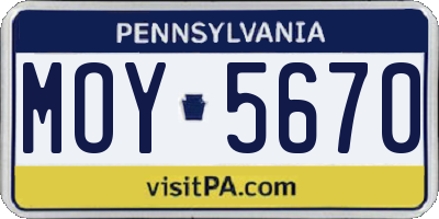 PA license plate MOY5670