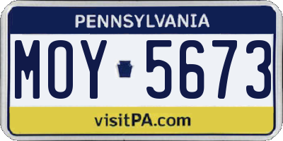 PA license plate MOY5673