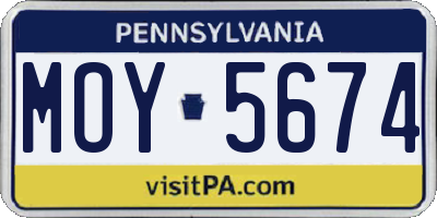 PA license plate MOY5674