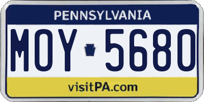 PA license plate MOY5680