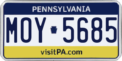 PA license plate MOY5685