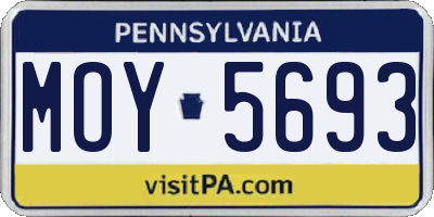 PA license plate MOY5693