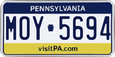 PA license plate MOY5694