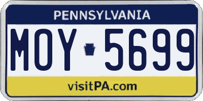 PA license plate MOY5699
