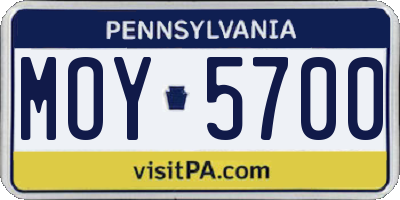 PA license plate MOY5700