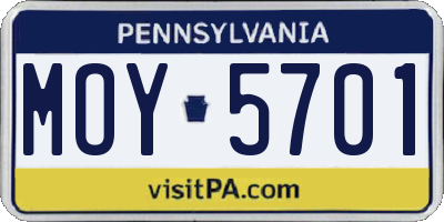 PA license plate MOY5701