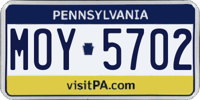 PA license plate MOY5702
