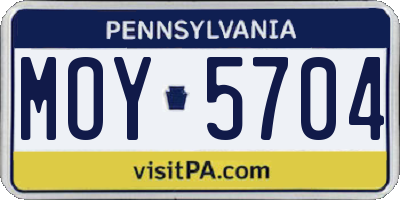 PA license plate MOY5704