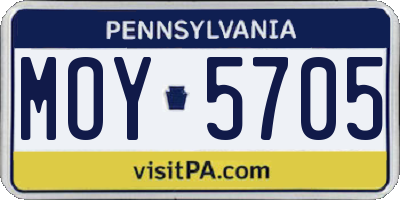 PA license plate MOY5705
