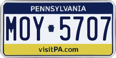 PA license plate MOY5707