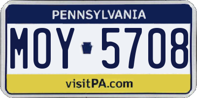 PA license plate MOY5708