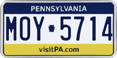 PA license plate MOY5714