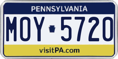 PA license plate MOY5720
