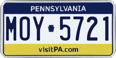 PA license plate MOY5721
