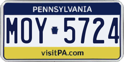 PA license plate MOY5724