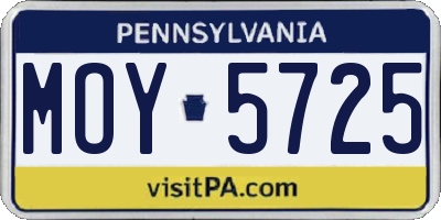 PA license plate MOY5725