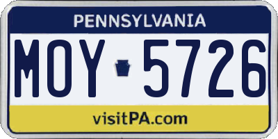 PA license plate MOY5726