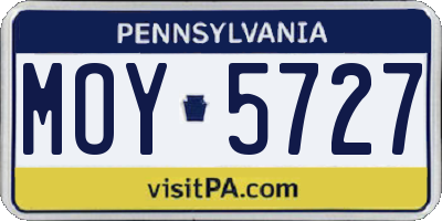 PA license plate MOY5727