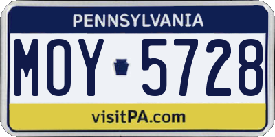 PA license plate MOY5728