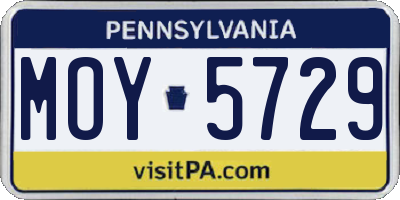 PA license plate MOY5729