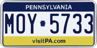 PA license plate MOY5733