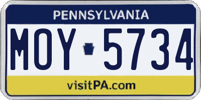 PA license plate MOY5734