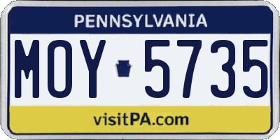 PA license plate MOY5735