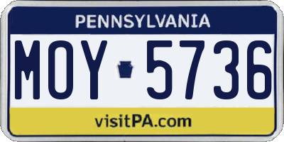 PA license plate MOY5736