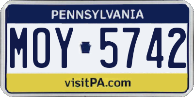 PA license plate MOY5742