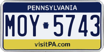 PA license plate MOY5743