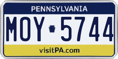 PA license plate MOY5744