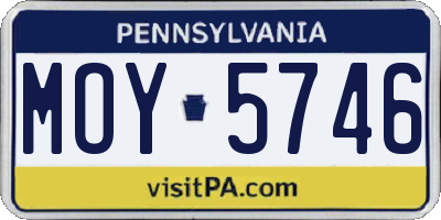 PA license plate MOY5746
