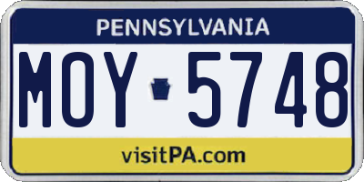 PA license plate MOY5748