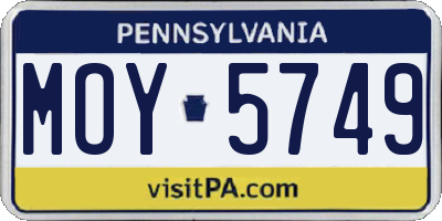 PA license plate MOY5749