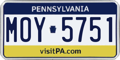 PA license plate MOY5751