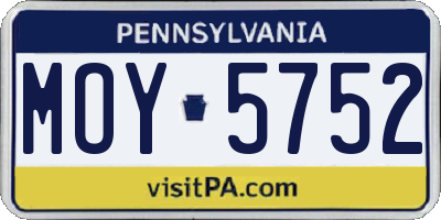 PA license plate MOY5752