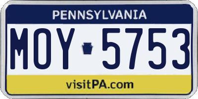 PA license plate MOY5753