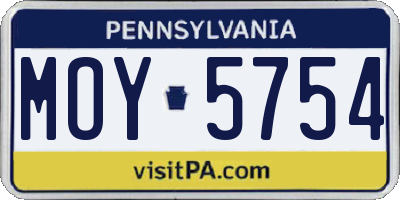 PA license plate MOY5754