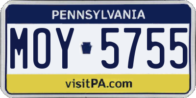 PA license plate MOY5755