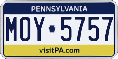 PA license plate MOY5757
