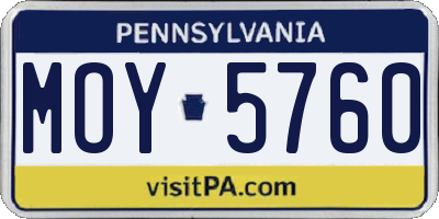 PA license plate MOY5760
