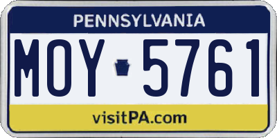 PA license plate MOY5761