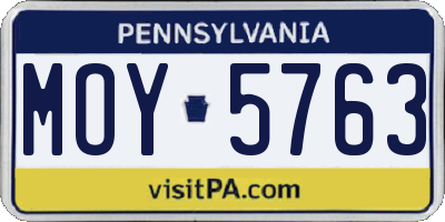 PA license plate MOY5763