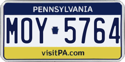 PA license plate MOY5764